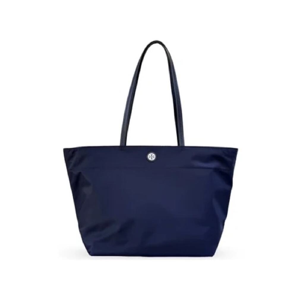 Tory Burch Nylon Tote with Logo Navy New